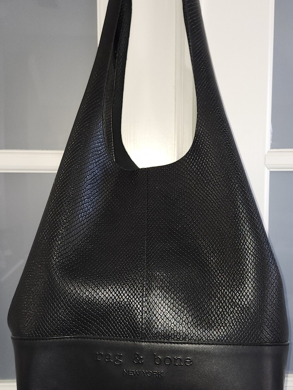 rag & bone Black Textured Leather Shoulder Tote